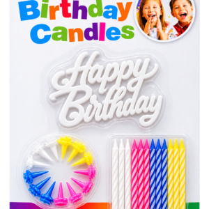 Rysons Birthday Candles Set with Holders & Sign (24 Pack)