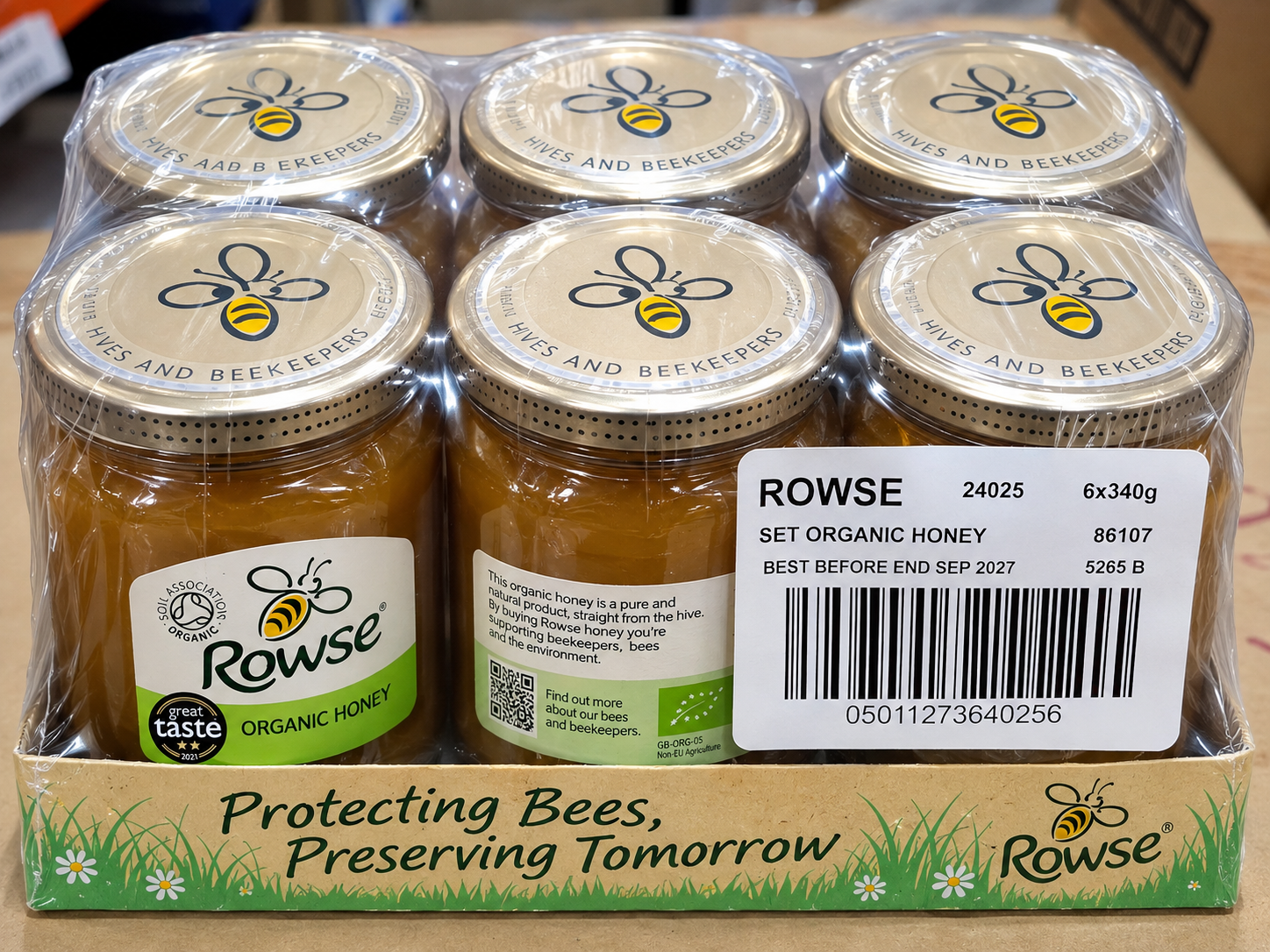 Rowse Set Organic Honey 340g (Case of 6 Jars)
